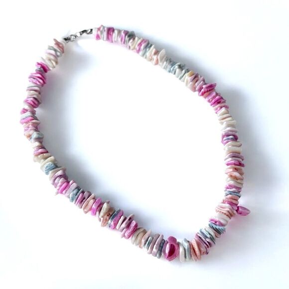 Pink Puka Chunky Shell Necklace - Picture 1 of 3